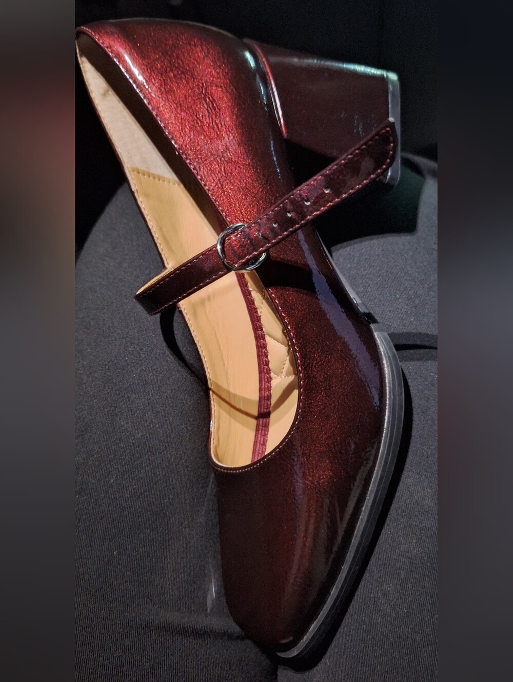 Rachel Zoe Bordeaux Patent Mary Jane Block Heel